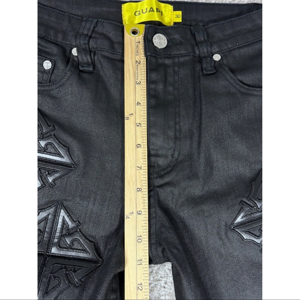 NWOT GUAPI Black Embroidered Design Jeans Men Size 30 Bootcut Flare Denim - Picture 9 of 14